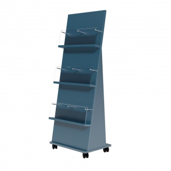 Prospektständer fahrbar, 135 cm hoch, 50x35 cm (B/T),  6 Ablagen 